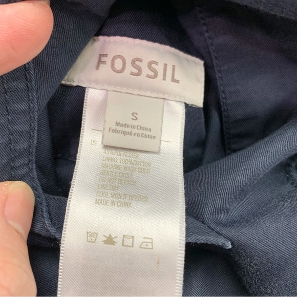 Fossil men reversible mock neck plaid jacket full zip navy blue pockets - Picture 11 of 12